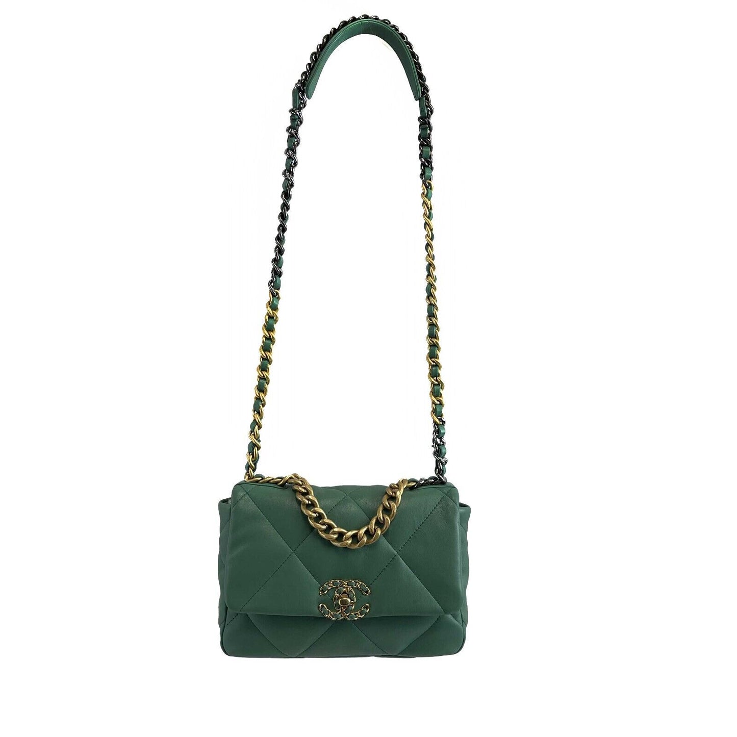 Chanel 19 Green Flap Bag Medium CC Shoulder Crossbody Bag