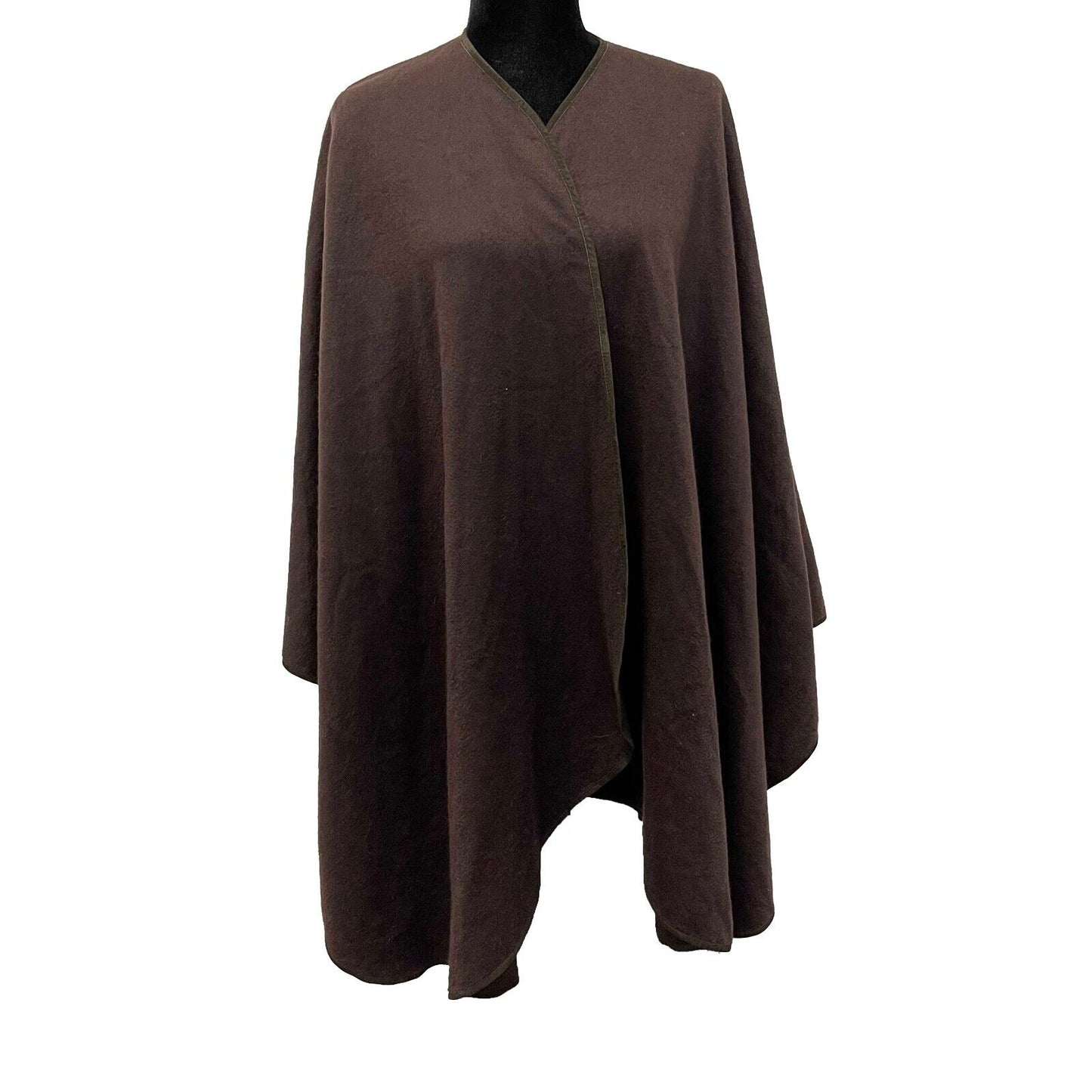 Loro Piana Shawl Espresso Brown Pure Cashmere Suede Trimmed Cape Cape One Size