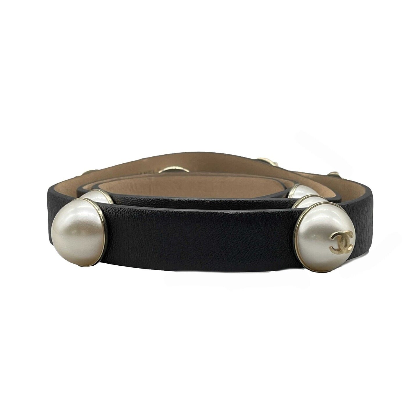 CHANEL - B13 S Studded Faux CC Pearl Leather - 80/32 Belt