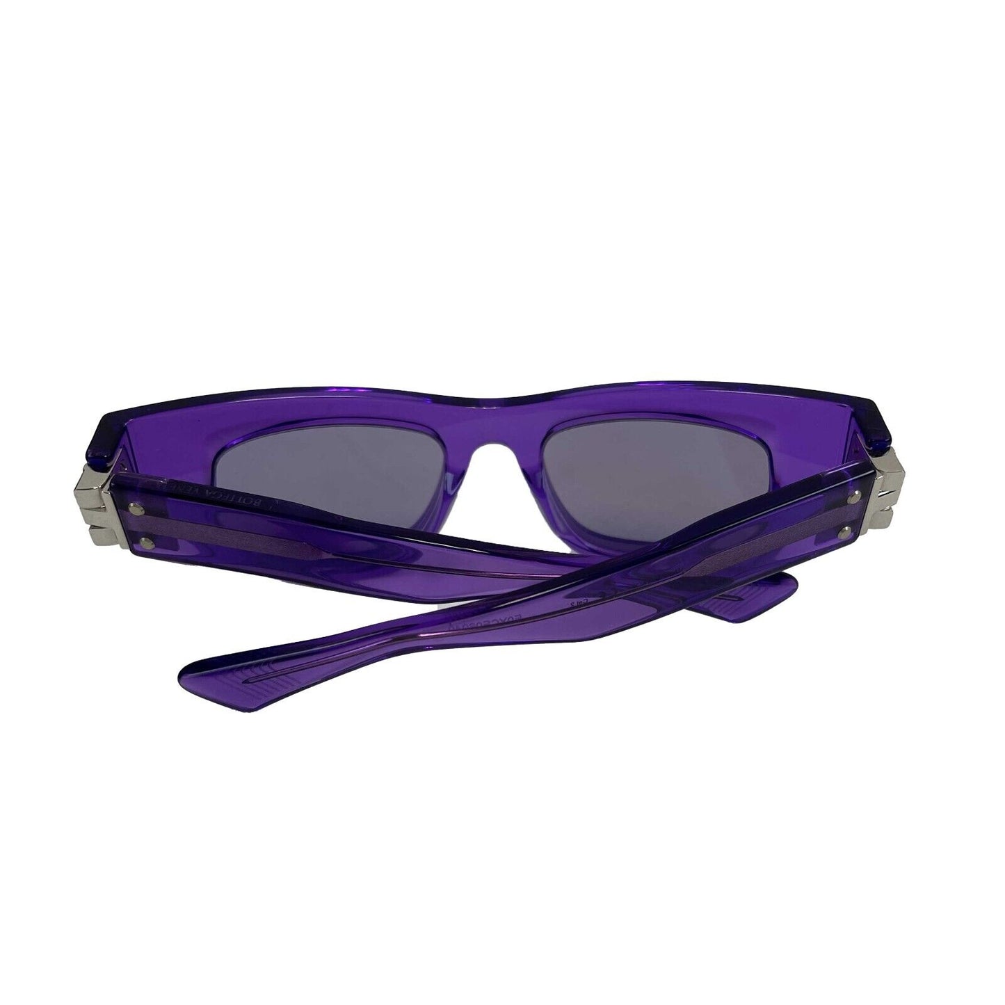 Bottega Veneta 2022 Purple Violet Squared Acetate Translucent Sunglasses