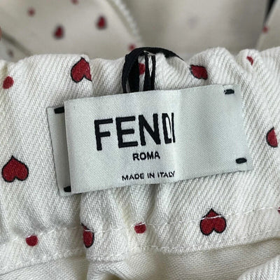 Fendi Gonna Fendi Forever Heart Denim Set Ivory New w/ Tags 38 US 2 / 44 US 8