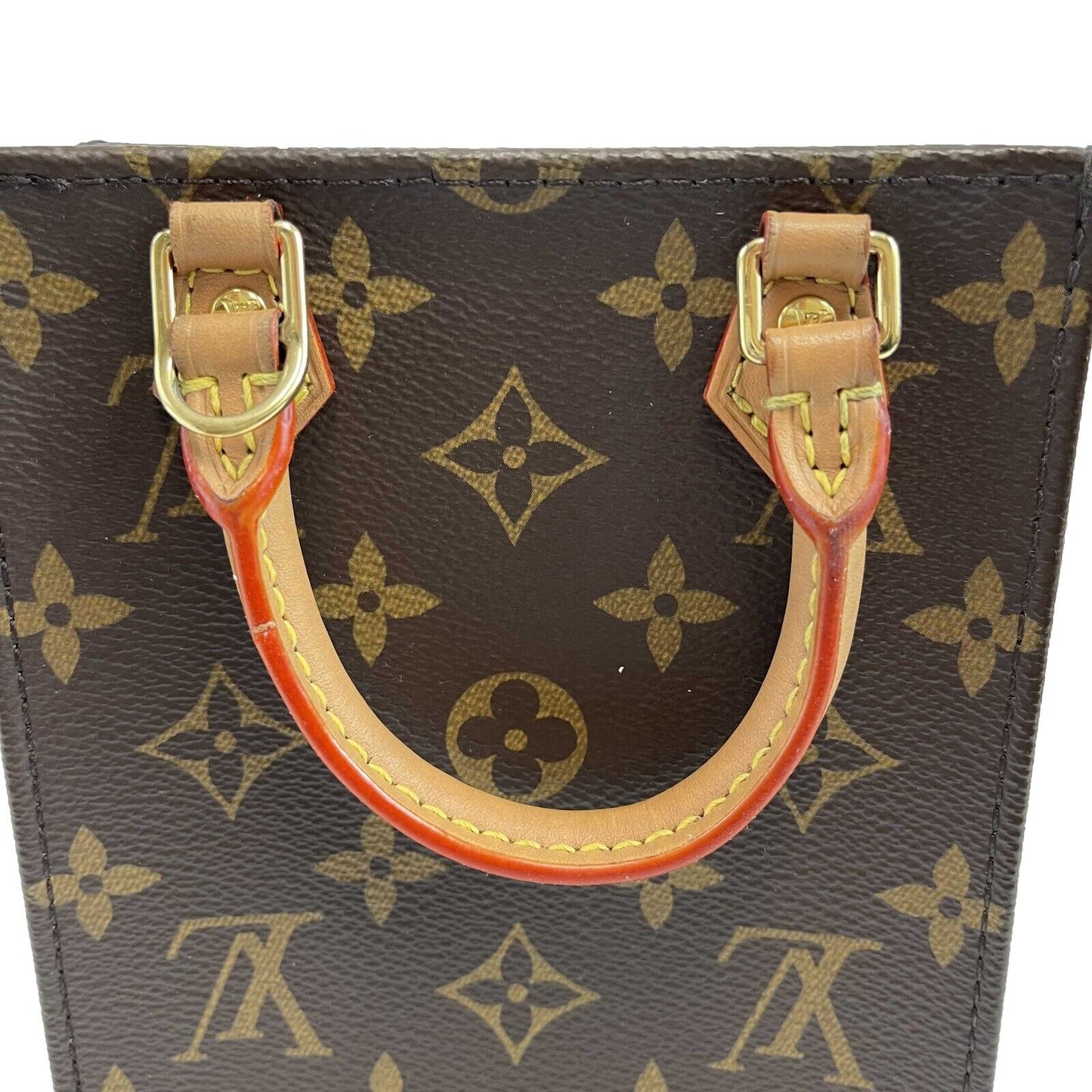 LOUIS VUITTON - LV Monogram Petit Sac Plat - Brown Canvas Top Handle w/ Strap