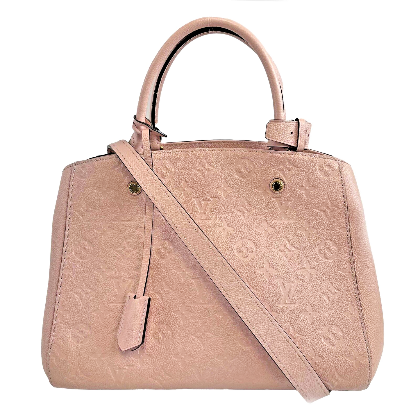 Louis Vuitton Montaigne MM Pink Calfskin Leather Top Handle Shoulder Strap