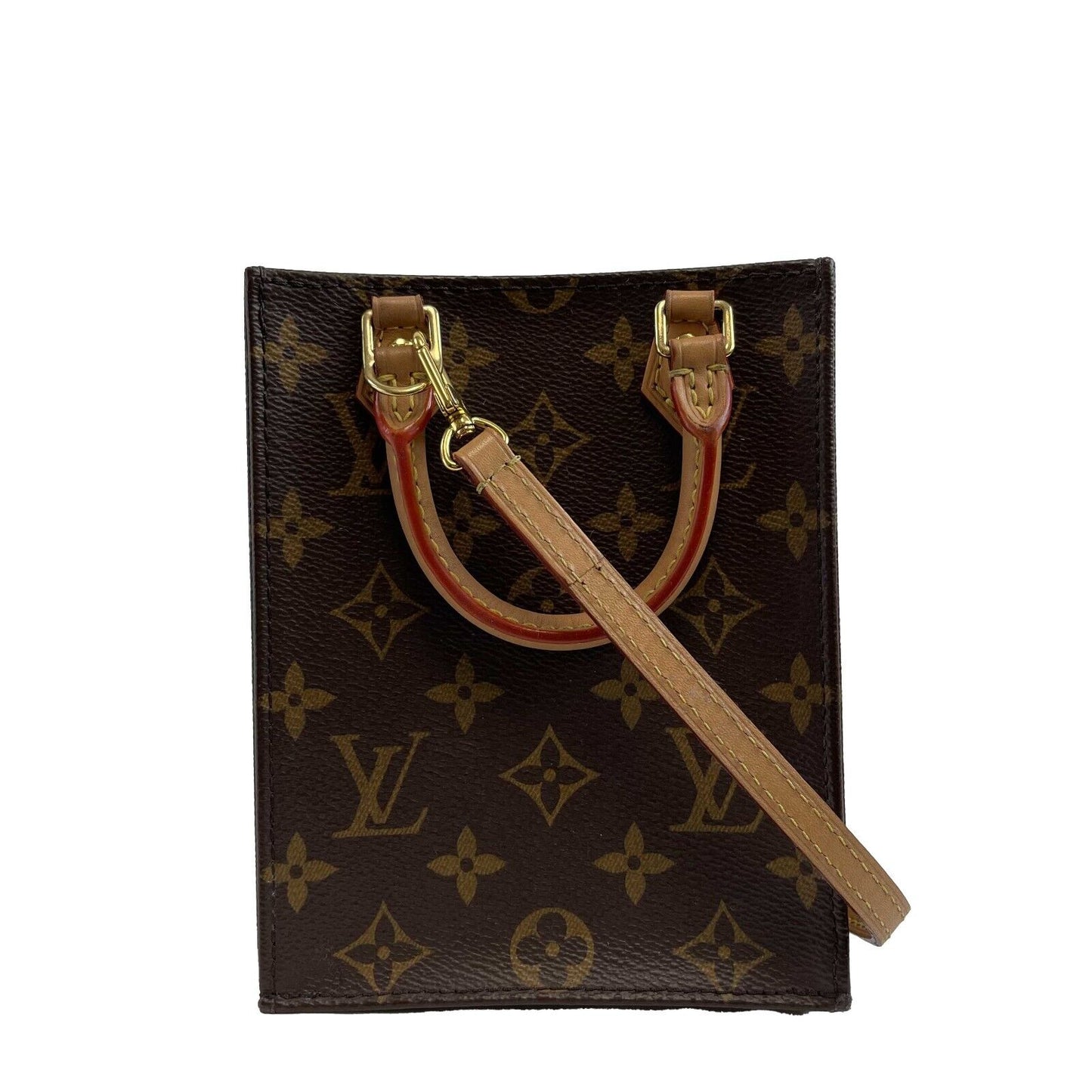 LOUIS VUITTON - LV Monogram Petit Sac Plat - Brown Canvas Top Handle w/ Strap