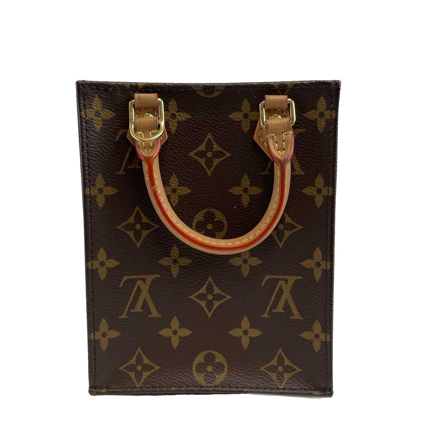 LOUIS VUITTON - LV Monogram Petit Sac Plat - Brown Canvas Top Handle w/ Strap