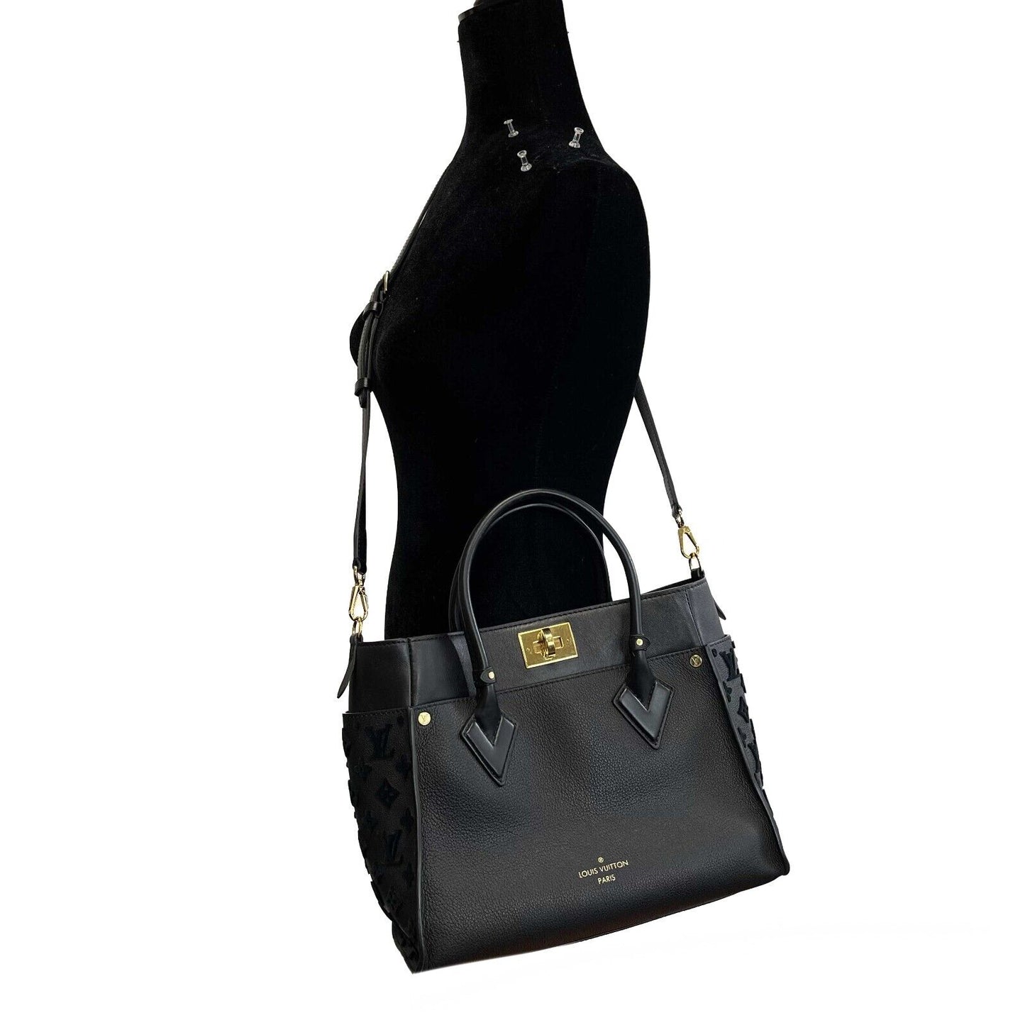 Louis Vuitton On My Side Monogram Noir Black Tufting Tote Crossbody Handbag