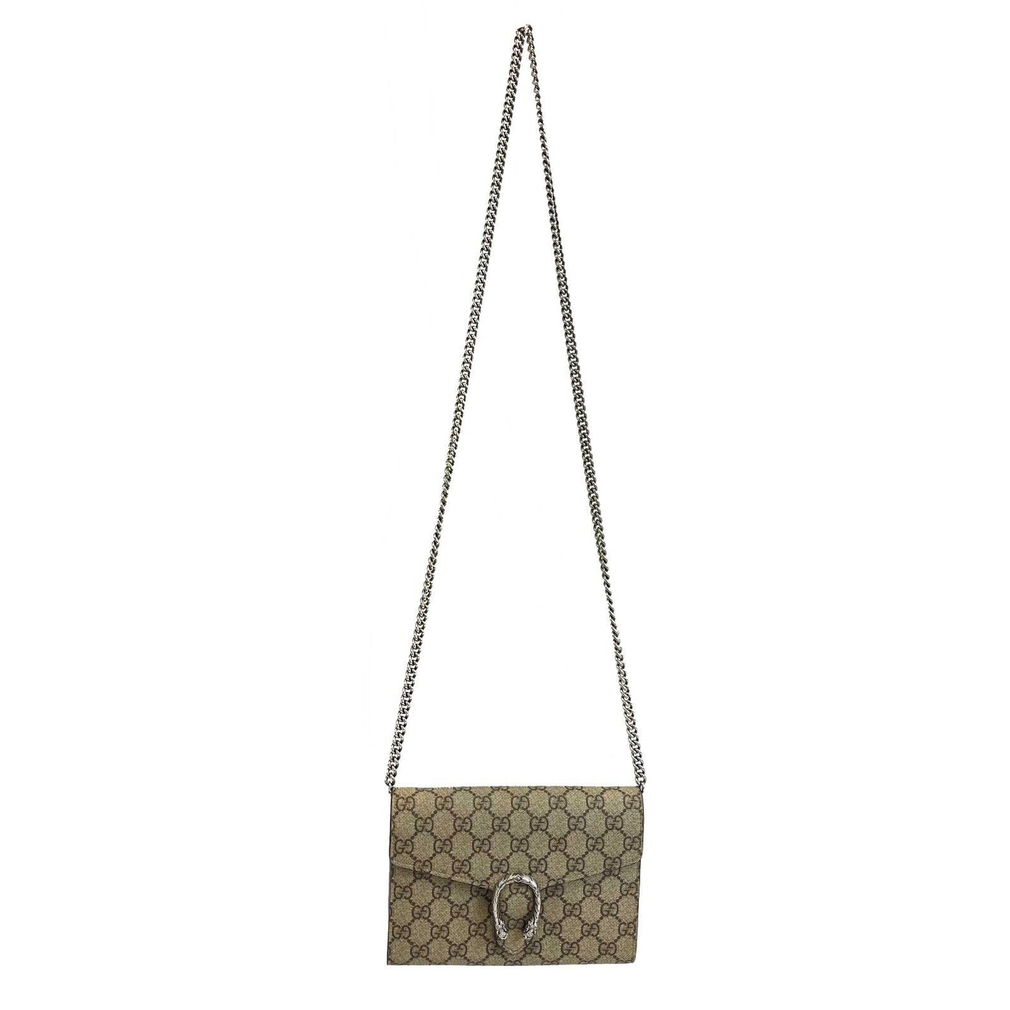 Gucci - Excellent Dionysus Beige / Ebony GG Supreme Chain Wallet / Crossbody