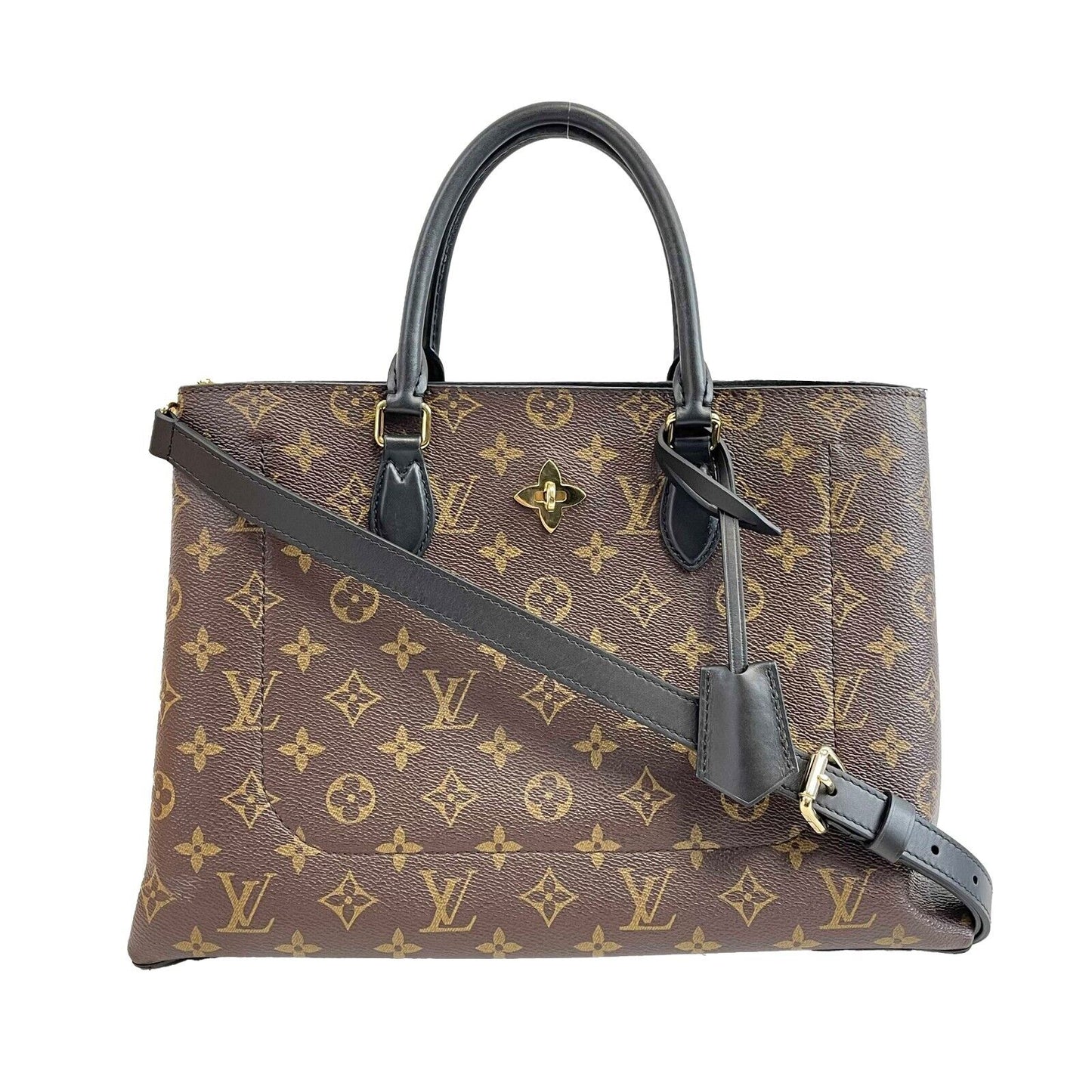 Louis Vuitton - LV Brown Monogram Flower Tote w/ Strap - Full Kit