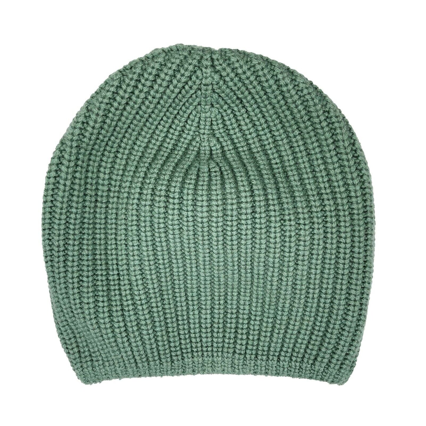 CHANEL - Cashmere Knitted Green Beanie - Patch Pocket w/ Silver CC Button - XS