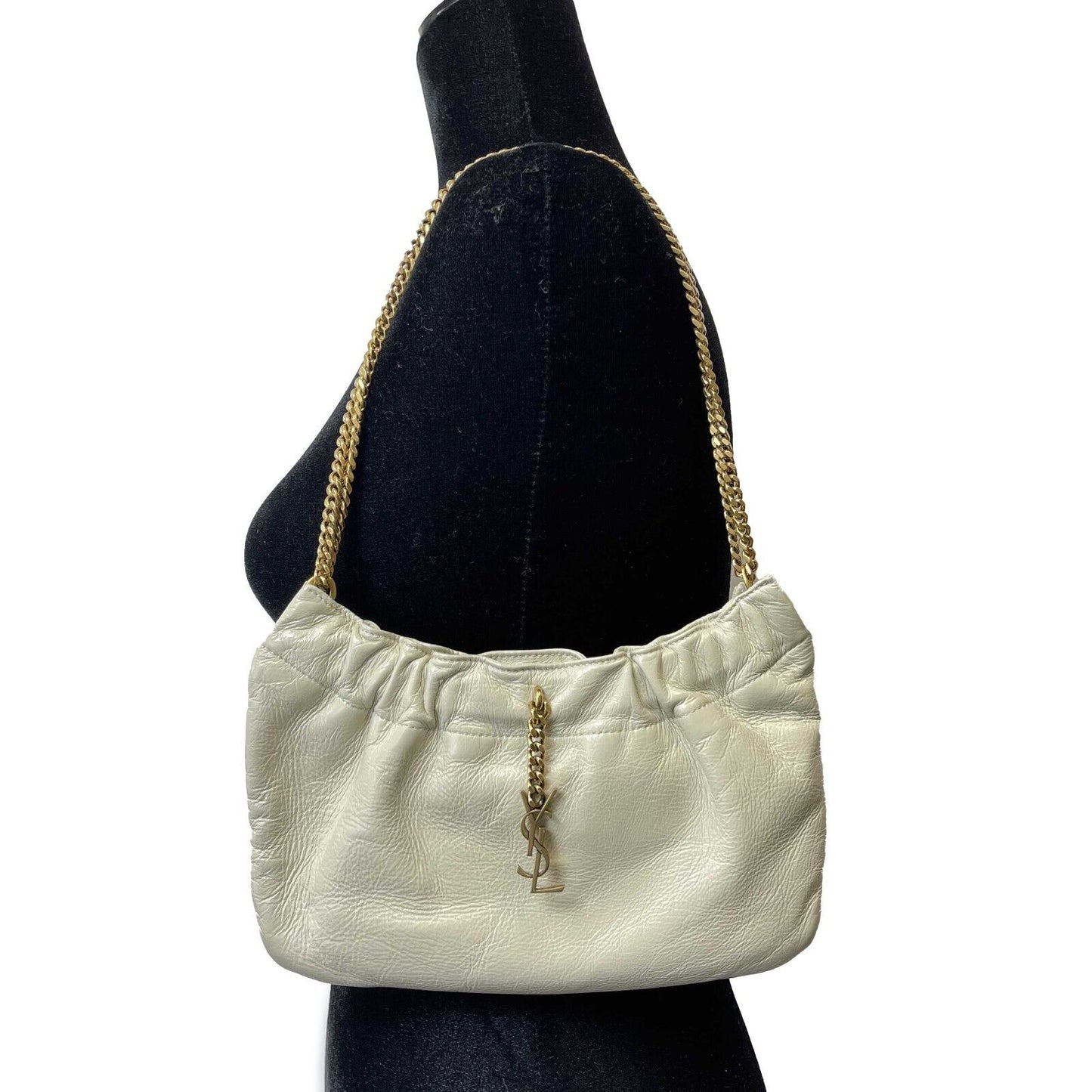 Saint Laurent - Excellent - Pac Pac Ruched Hobo Bag - Winter White Shoulder Bag