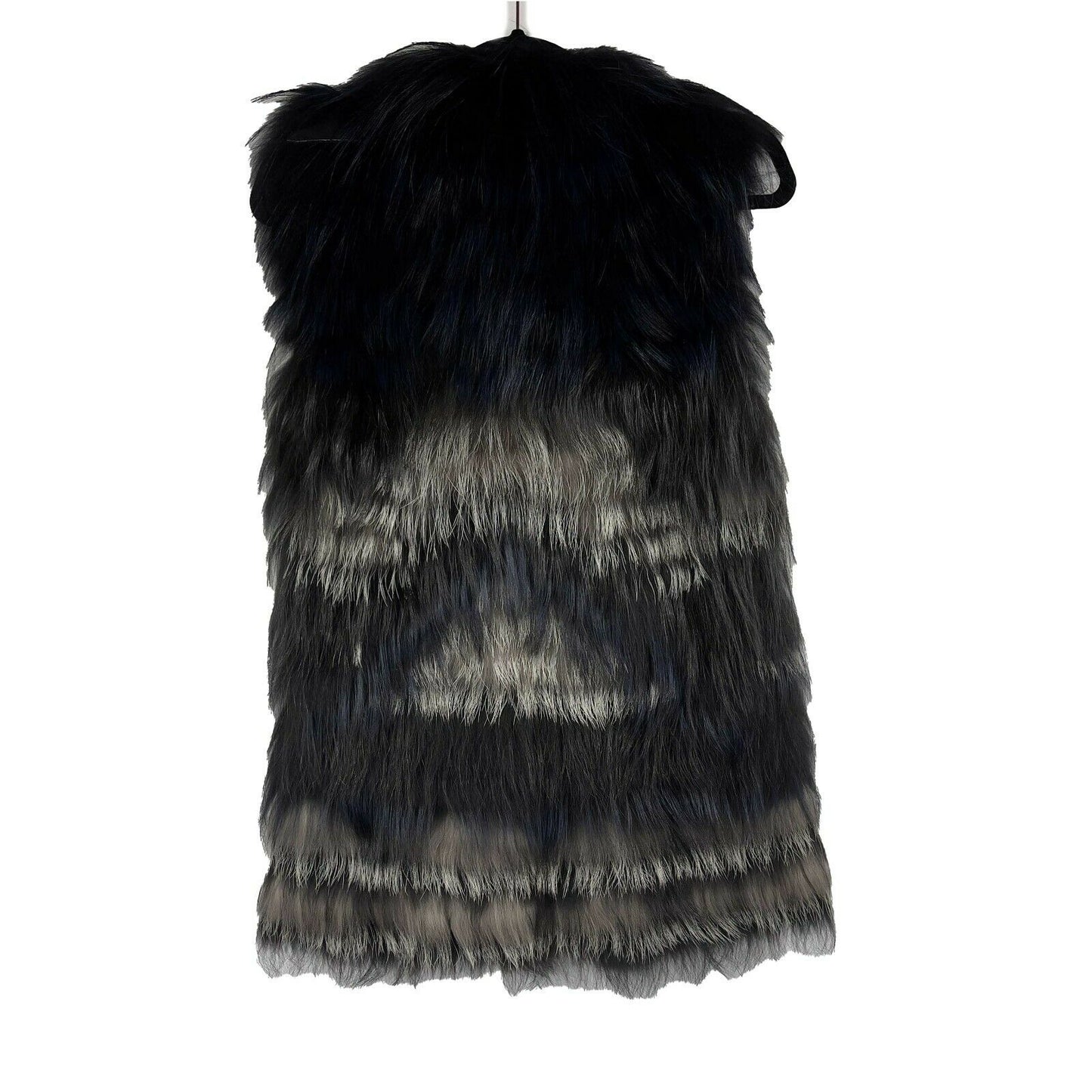 Yigal Azrouël - Silver Fox Dyed Sleeveless Jacket - Black, Grey, White - XS