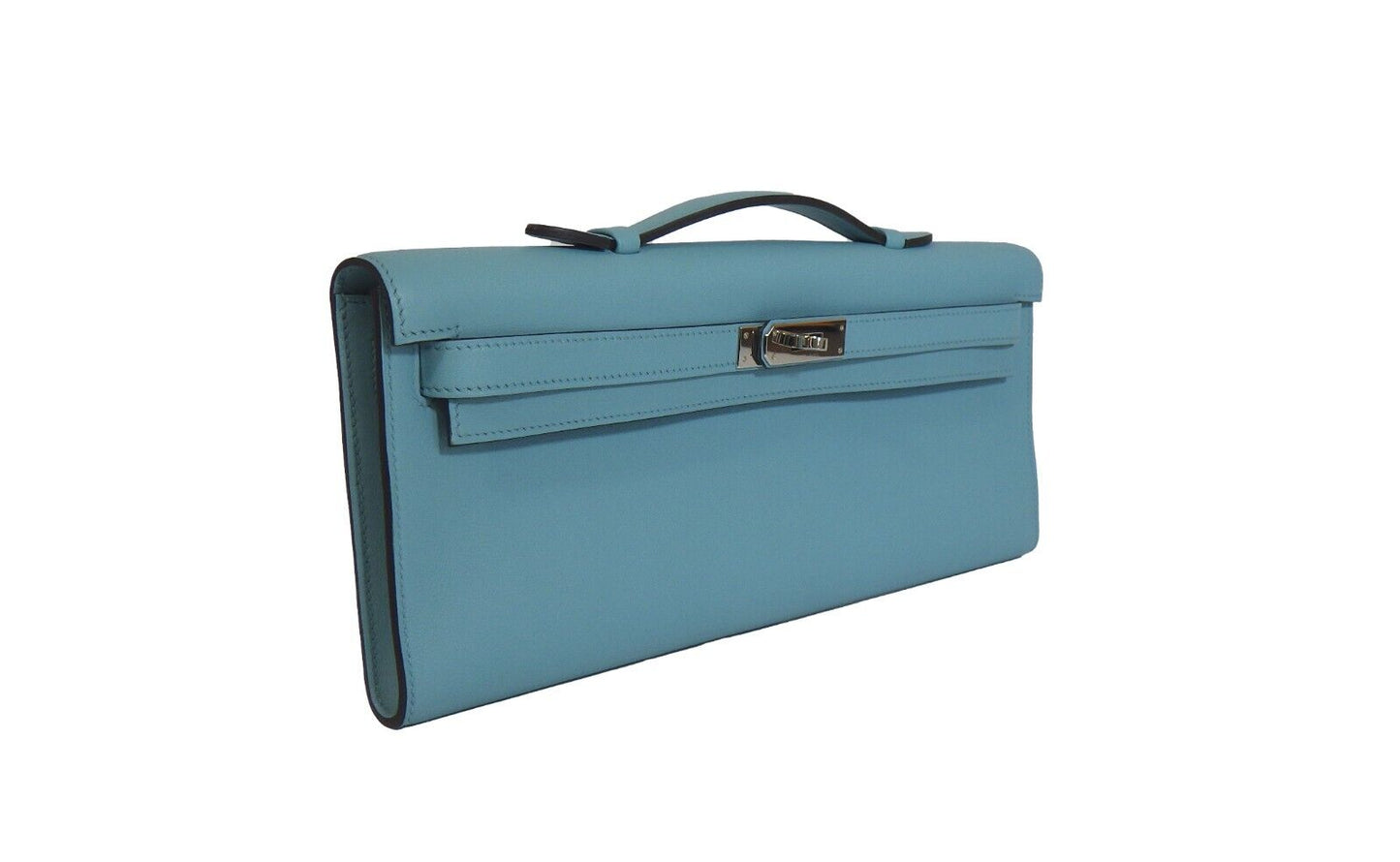 Hermes - New - Kelly Cut Clutch 2016 - Blue Attol - Top Handle