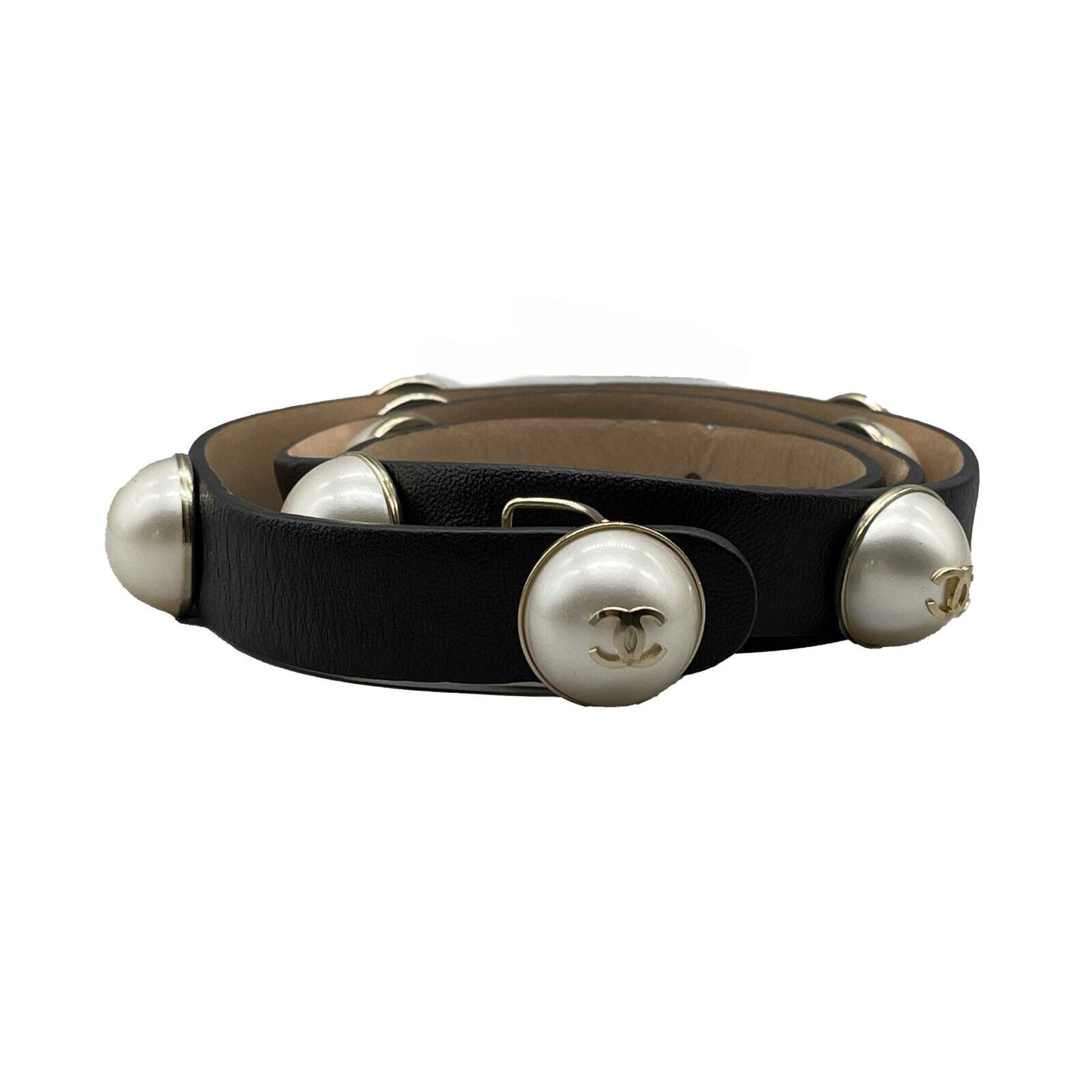 CHANEL - B13 S Studded Faux CC Pearl Leather - 80/32 Belt