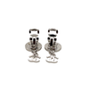 CHANEL - 97P Vintage Silver Coco Coin Dangle CC Logo Drop Clip On Earrings