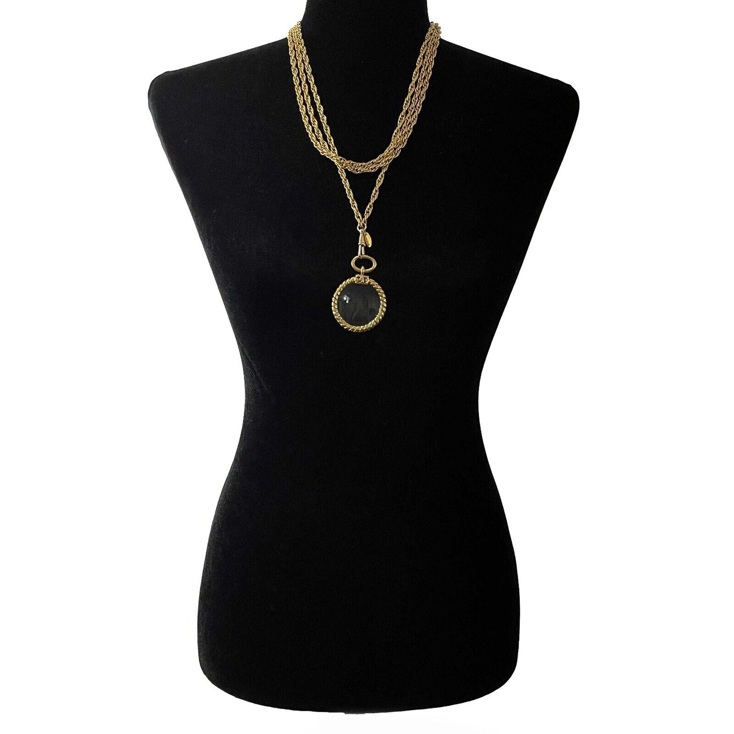 CHANEL - Vintage Chain Link CC Magnifying Glass Loupe Pendant Necklace