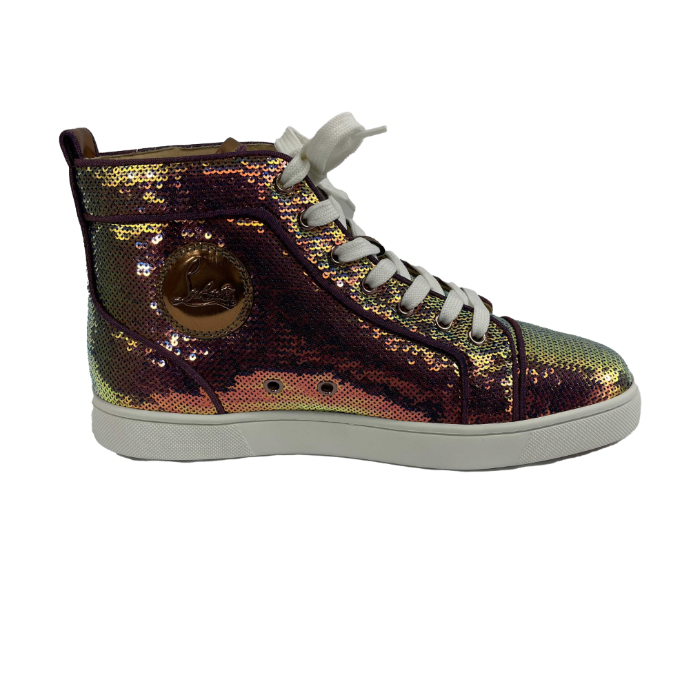 Christian Louboutin - Flat Iridescent Sequin Paillett High Top Sneaker 41 US 8