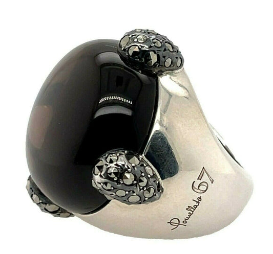 Pomellato - NEW Ring - Griffe Silver Quartz Pomellato 67 - Silver / Brown 5.5