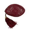 CHANEL - Vintage Quilted Leather CC Oval Red / Gold Tassel Clutch