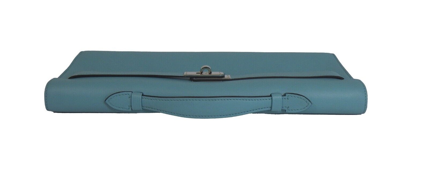 Hermes - New - Kelly Cut Clutch 2016 - Blue Attol - Top Handle