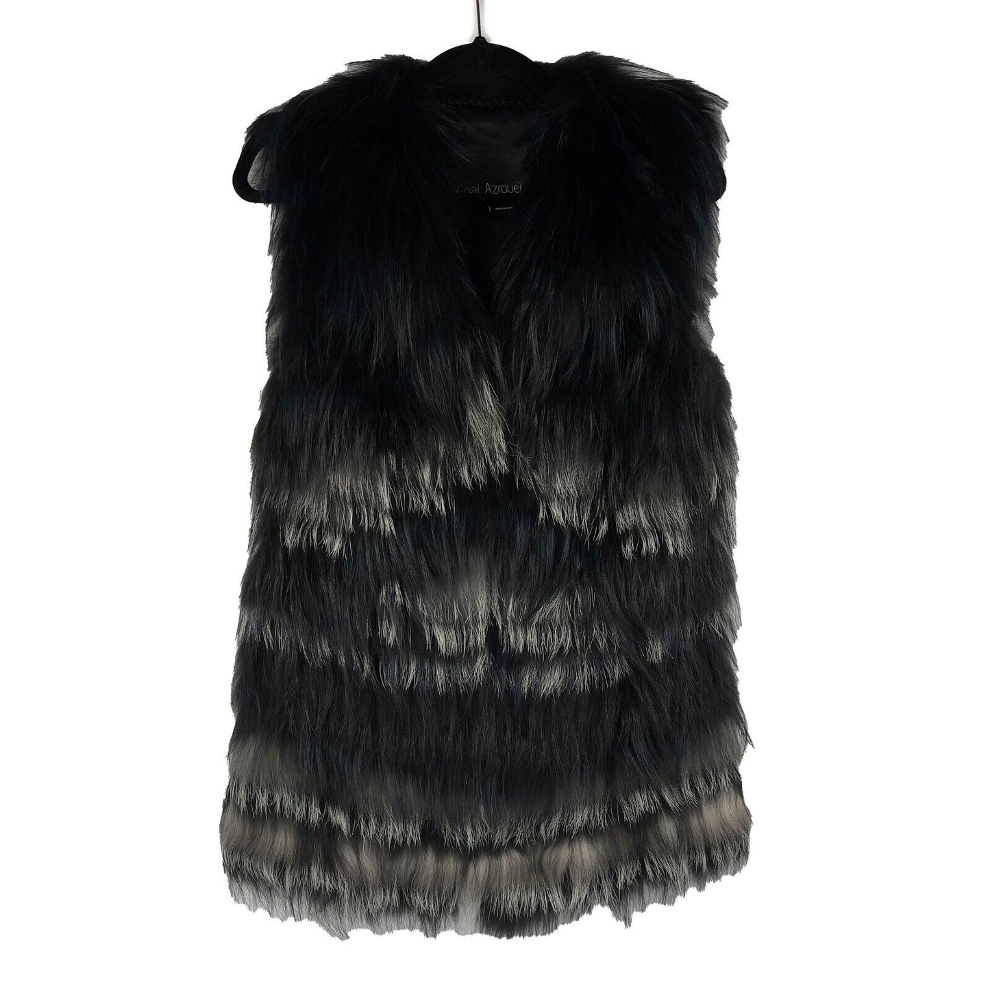 Yigal Azrouël - Silver Fox Dyed Sleeveless Jacket - Black, Grey, White - XS