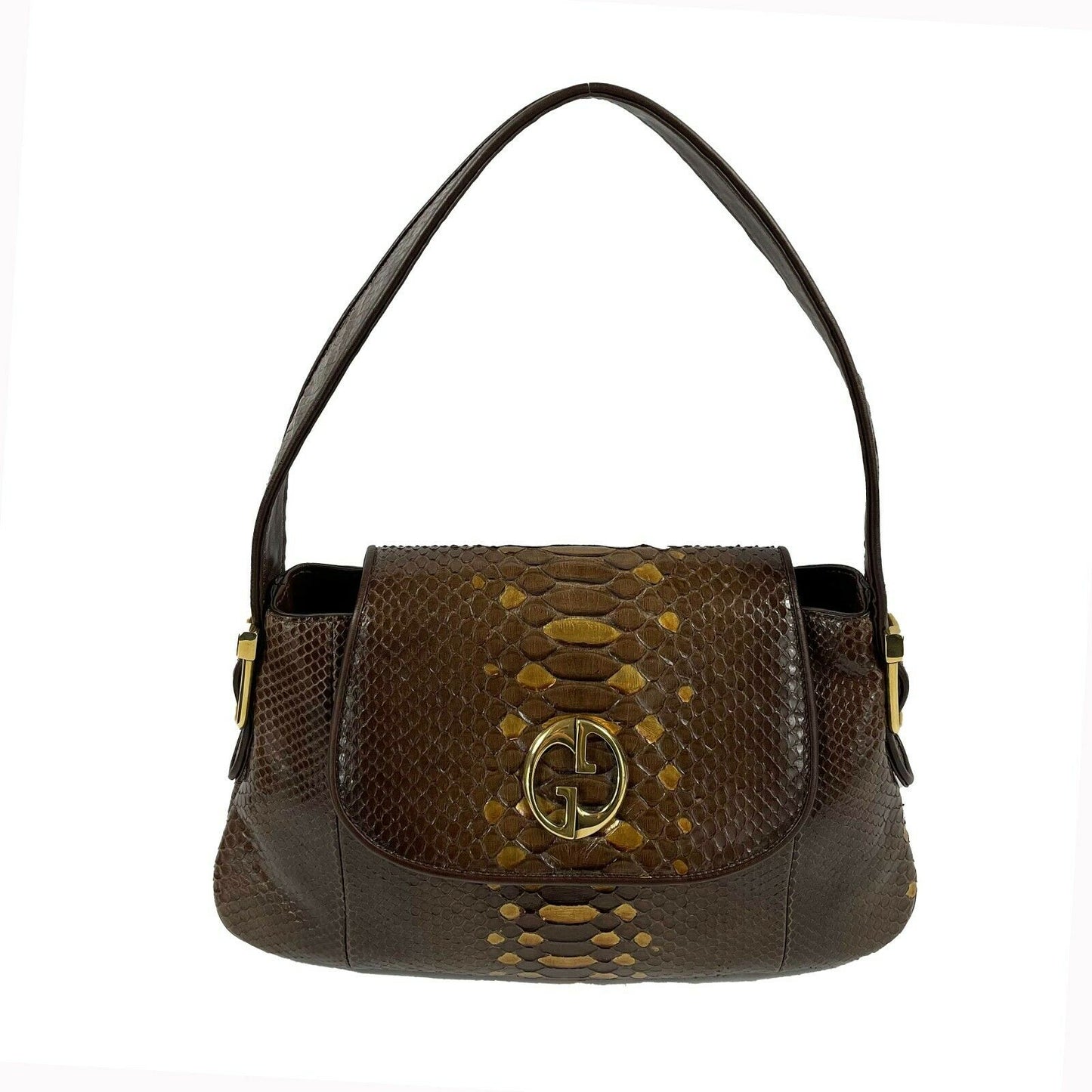 GUCCI -1973 Python Metallic Brown Python / Gold Shoulder Bag