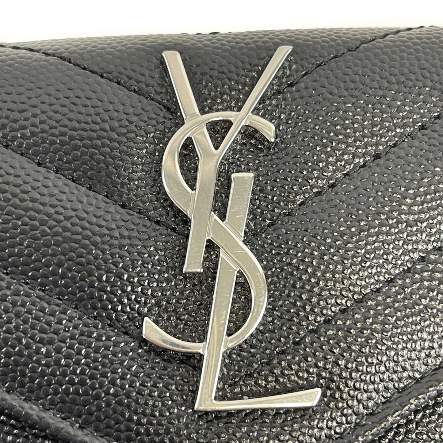 Saint Laurent - YSL - Small Envelope Wallet in Grain De Poudre Embossed Leather