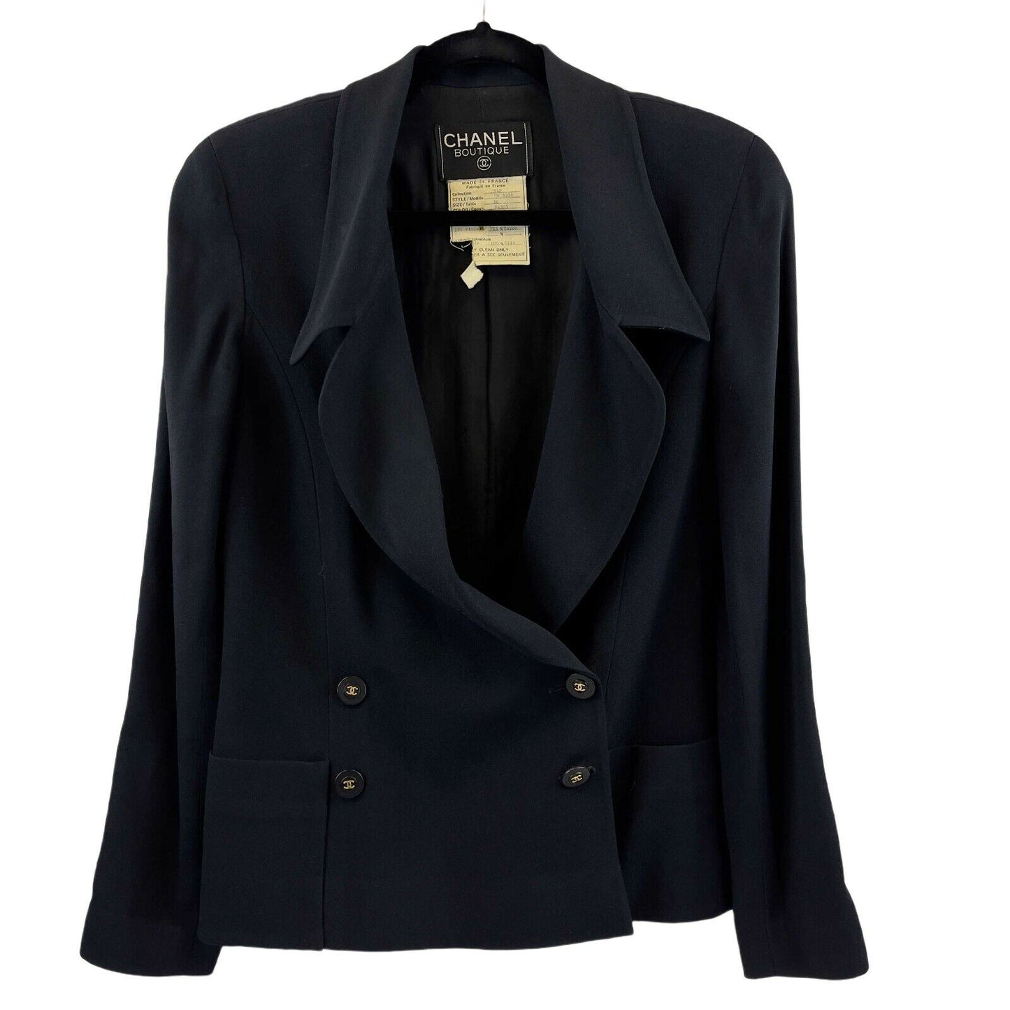 Chanel- Vintage 94P 1994 Black Blazer - Double Breasted - CC Buttons - 36 / US 6