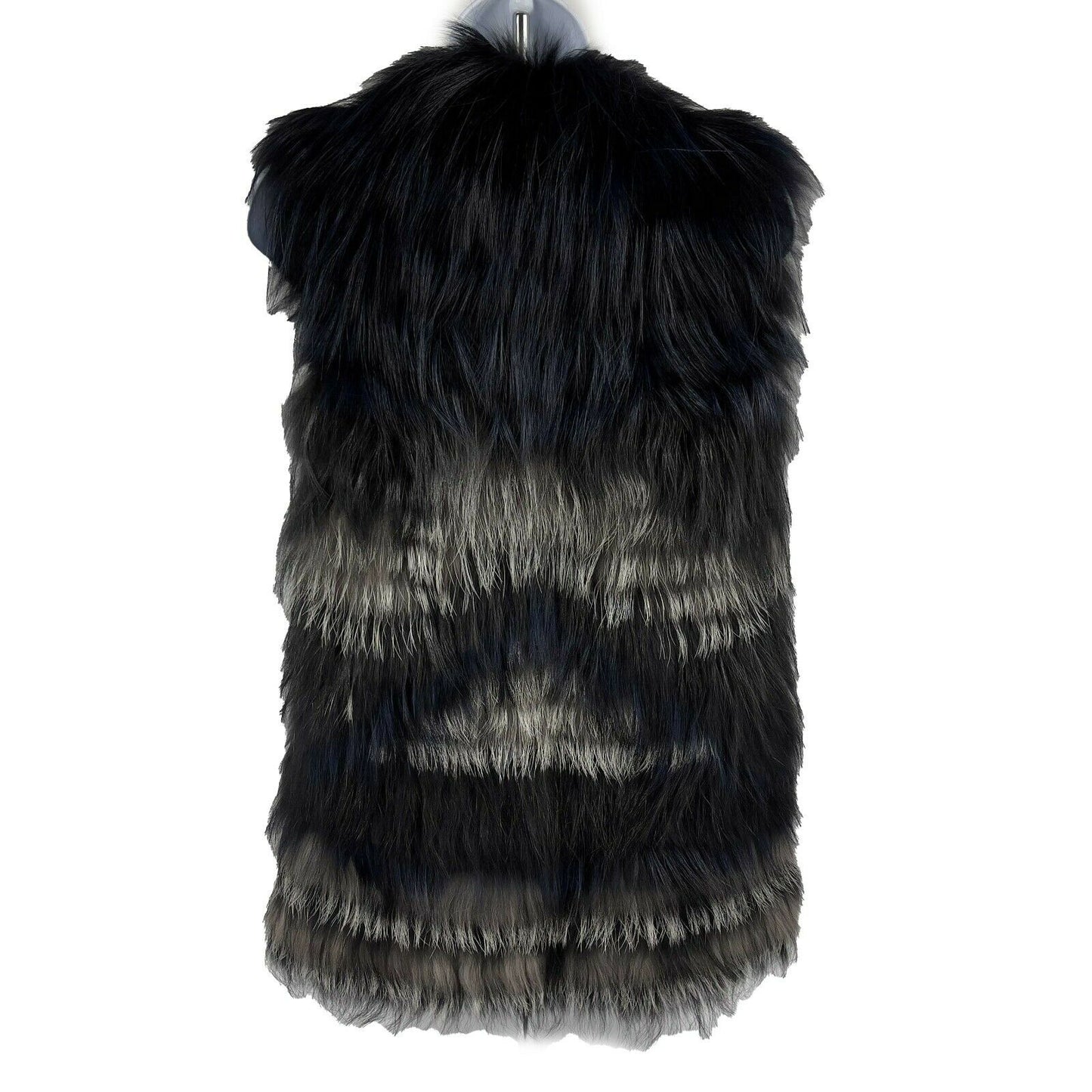 Yigal Azrouël - Silver Fox Dyed Sleeveless Jacket - Black, Grey, White - XS