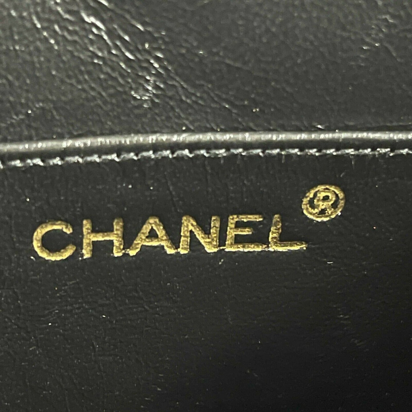 CHANEL - 80s Quilted Black / Gold Chain Threaded Small Lambskin Crossbody