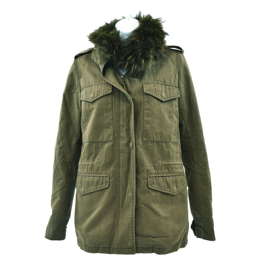 Yves Salomon Army Green Utility Removable Fur Lining Jacket - 32 - US XXS