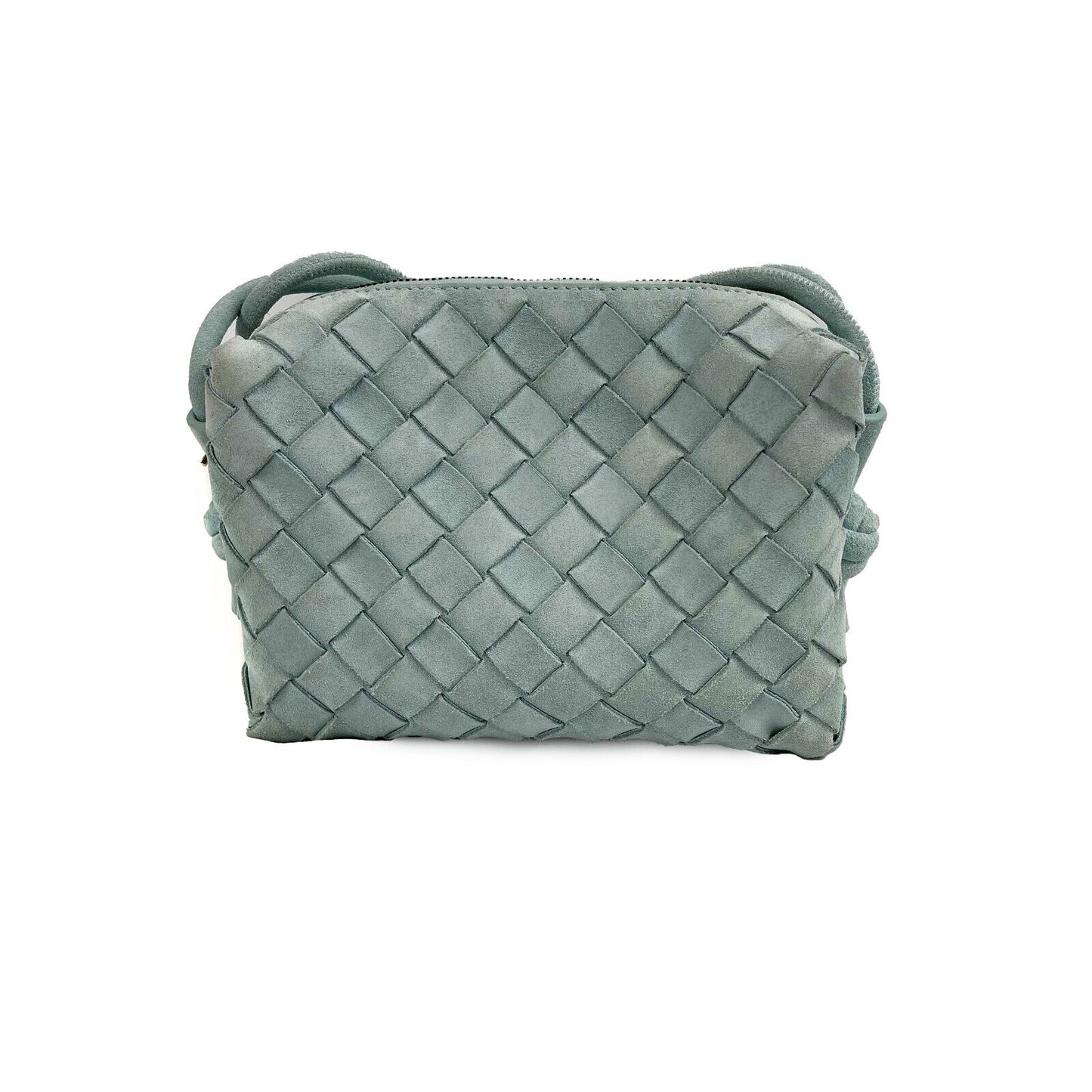 Bottega Veneta - Loop Small Intrecciato Washed Teal / Gold Leather Crossbody