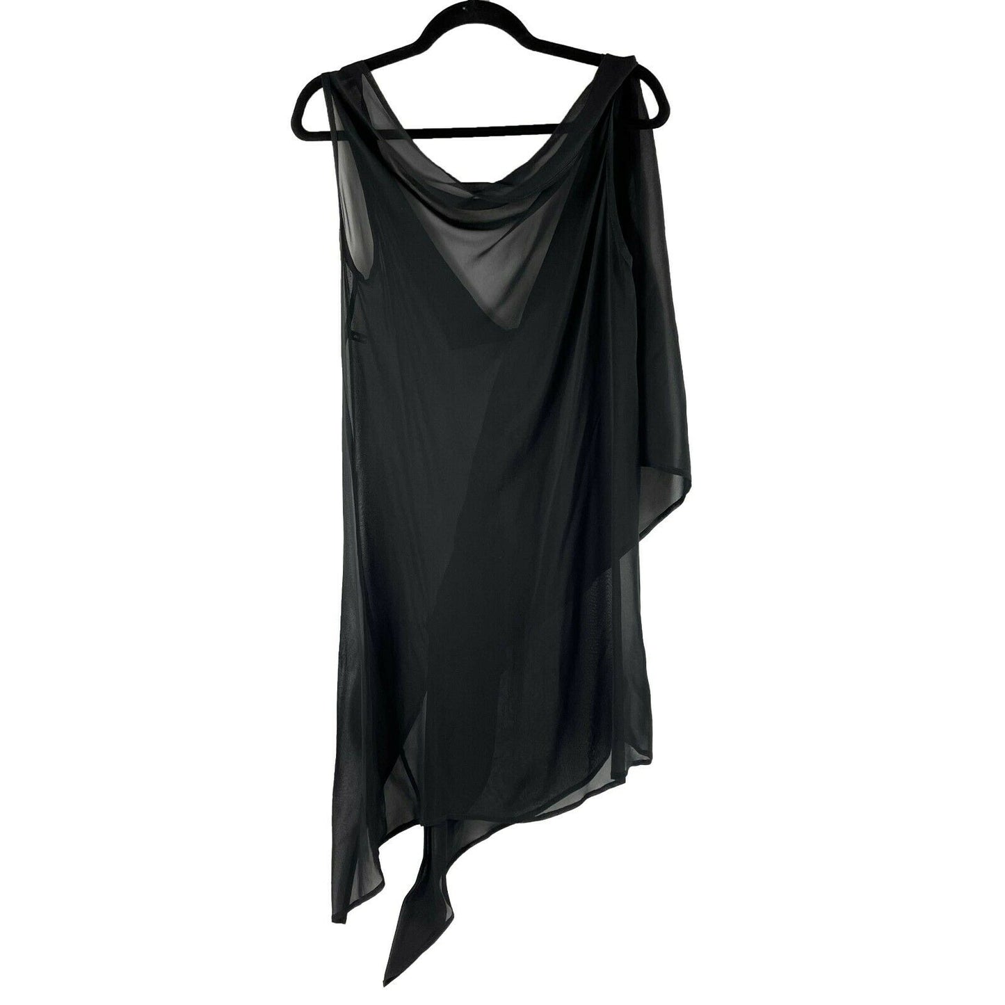 Ann Demeulemeester - Black Sheer Asymmetrical Dress - One Size