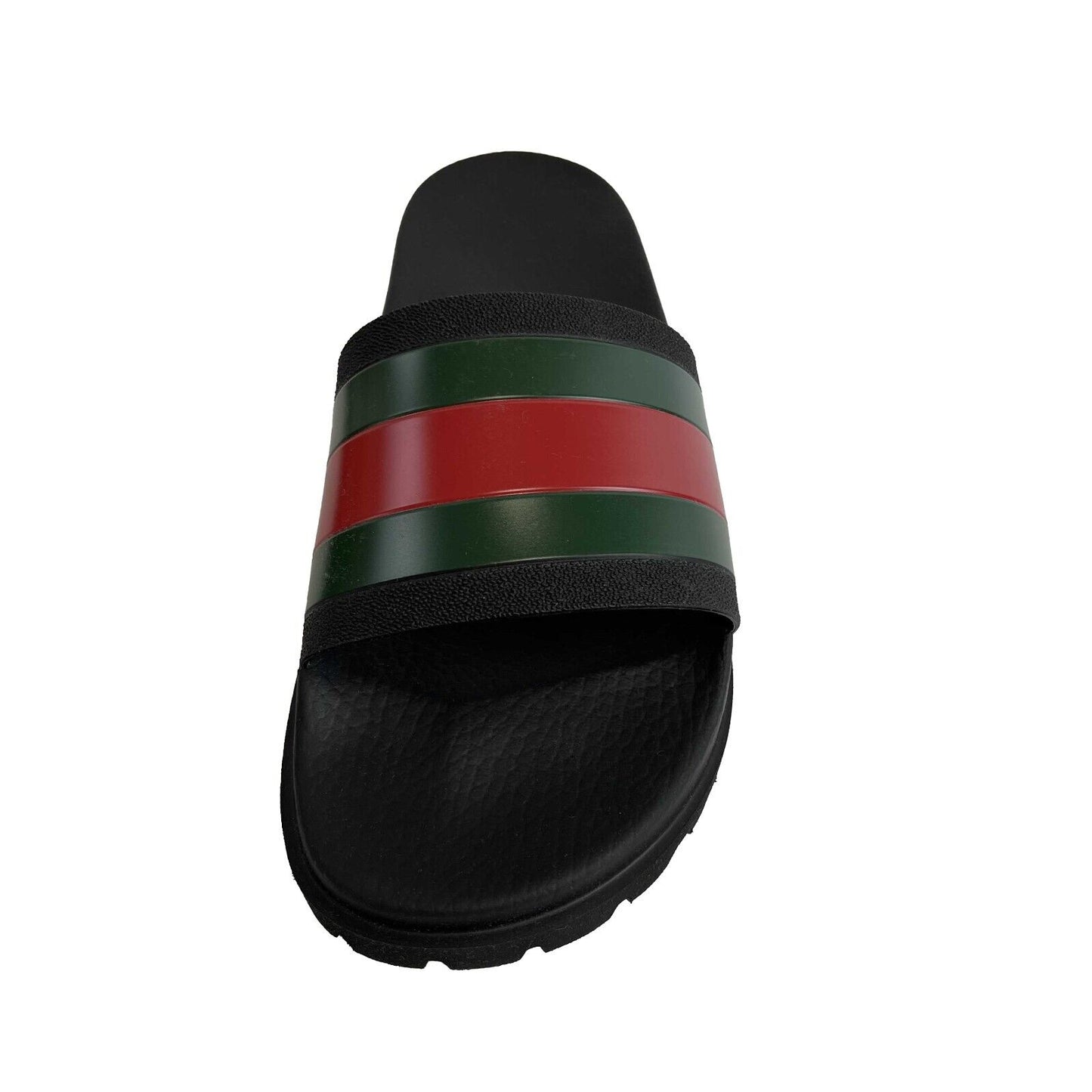 Gucci - Men's Web Rubber Slide / Sandal - Black, Red, Green - Size 9 BRAND NEW