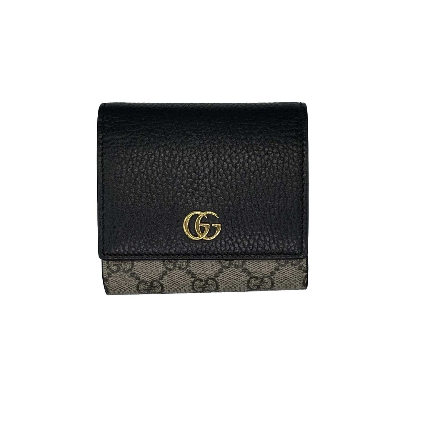 Gucci - GG Marmont Monogram Canvas / Leather - Black and Beige Medium Wallet