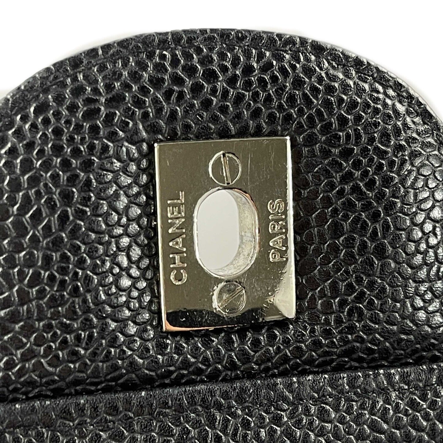 CHANEL - Jumbo Caviar Leather CC Classic Flap - Black / Silver Shoulder Bag