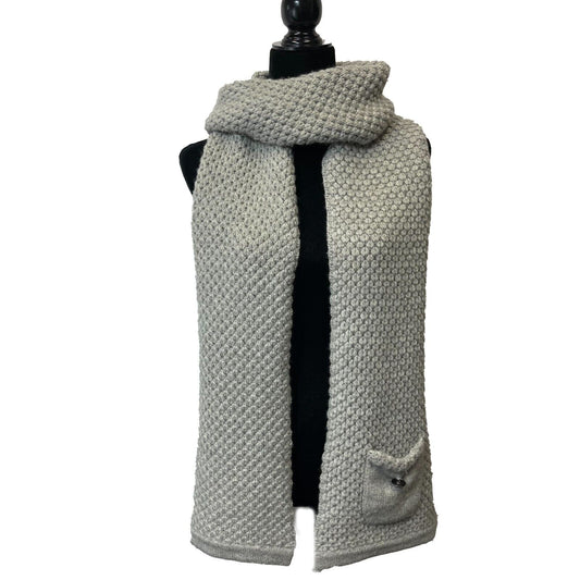 CHANEL - Muffler Cashmere Scarf - Light Grey w/ CC Pocket