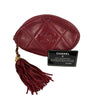 CHANEL - Vintage Quilted Leather CC Oval Red / Gold Tassel Clutch