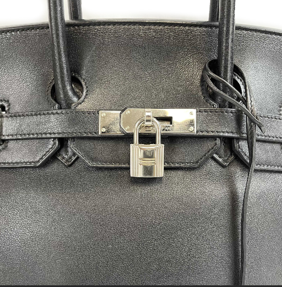 Hermes - Birkin 35 Black Swift Leather Noir PHW Palladium Hardware 2010