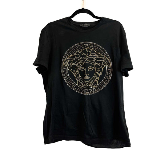 Versace - Embellished Medusa Taylor fit tee Crystals T-Shirt - Size L