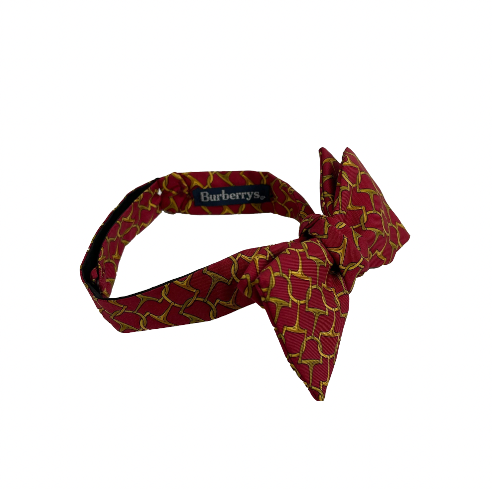 Burberry Vintage Interlocking Chain Print Red / Gold Bow Tie - Adjustable Size