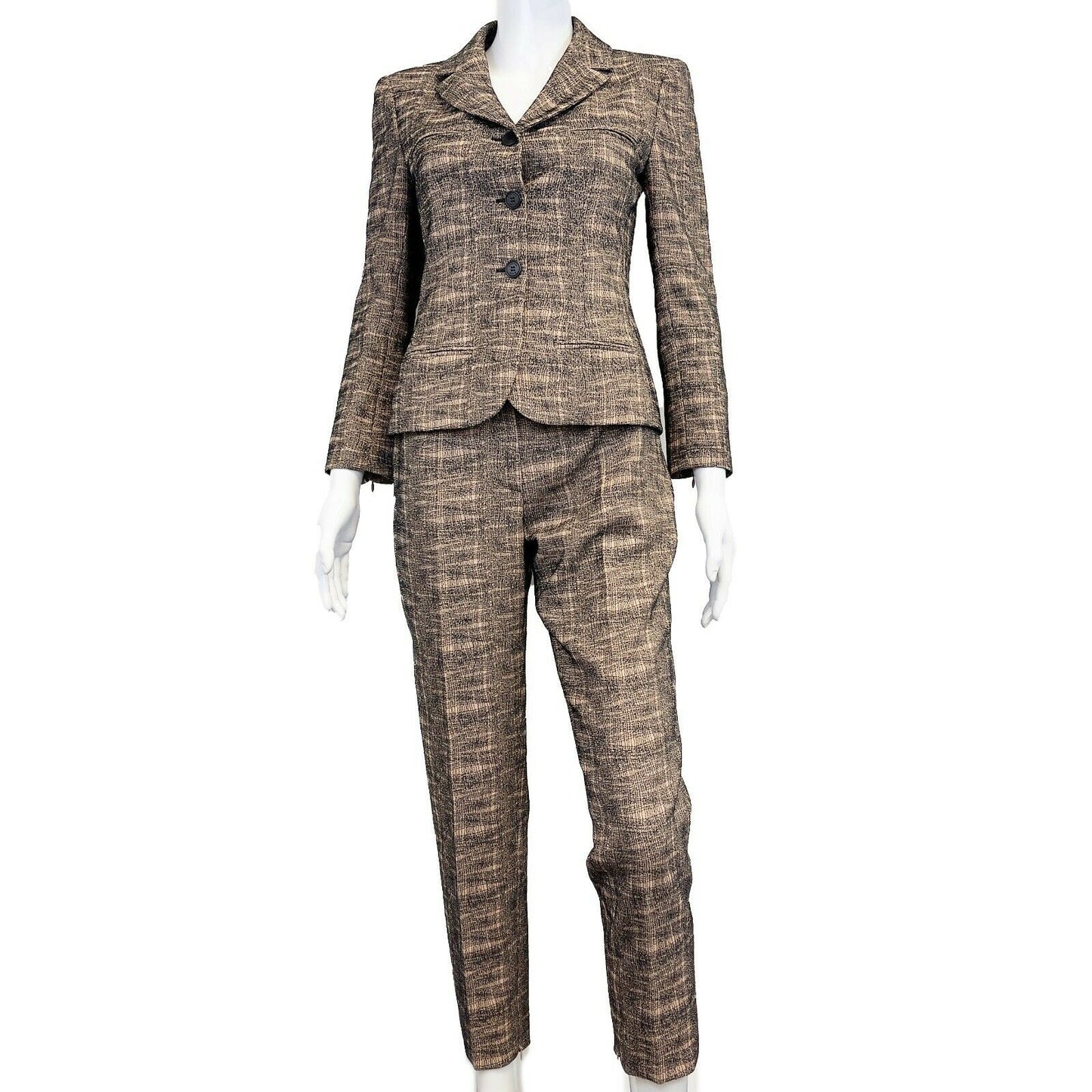 Chanel - 03P 2003 Spring Black Beige Jacket Pant Suit Set - 36 - 38