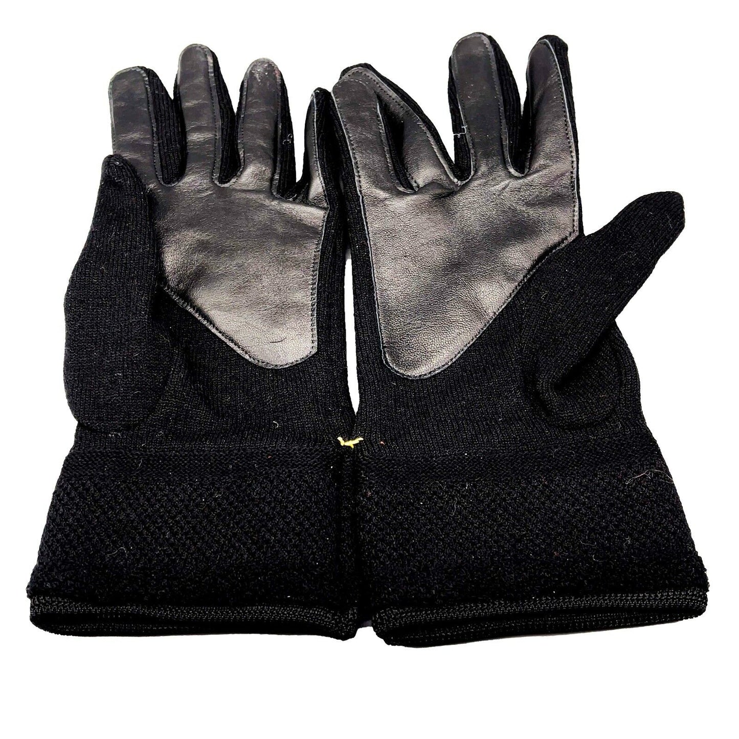 CHANEL - Knit Wool Lambskin Black Leather - Sport Gloves - CC Logo - Size M