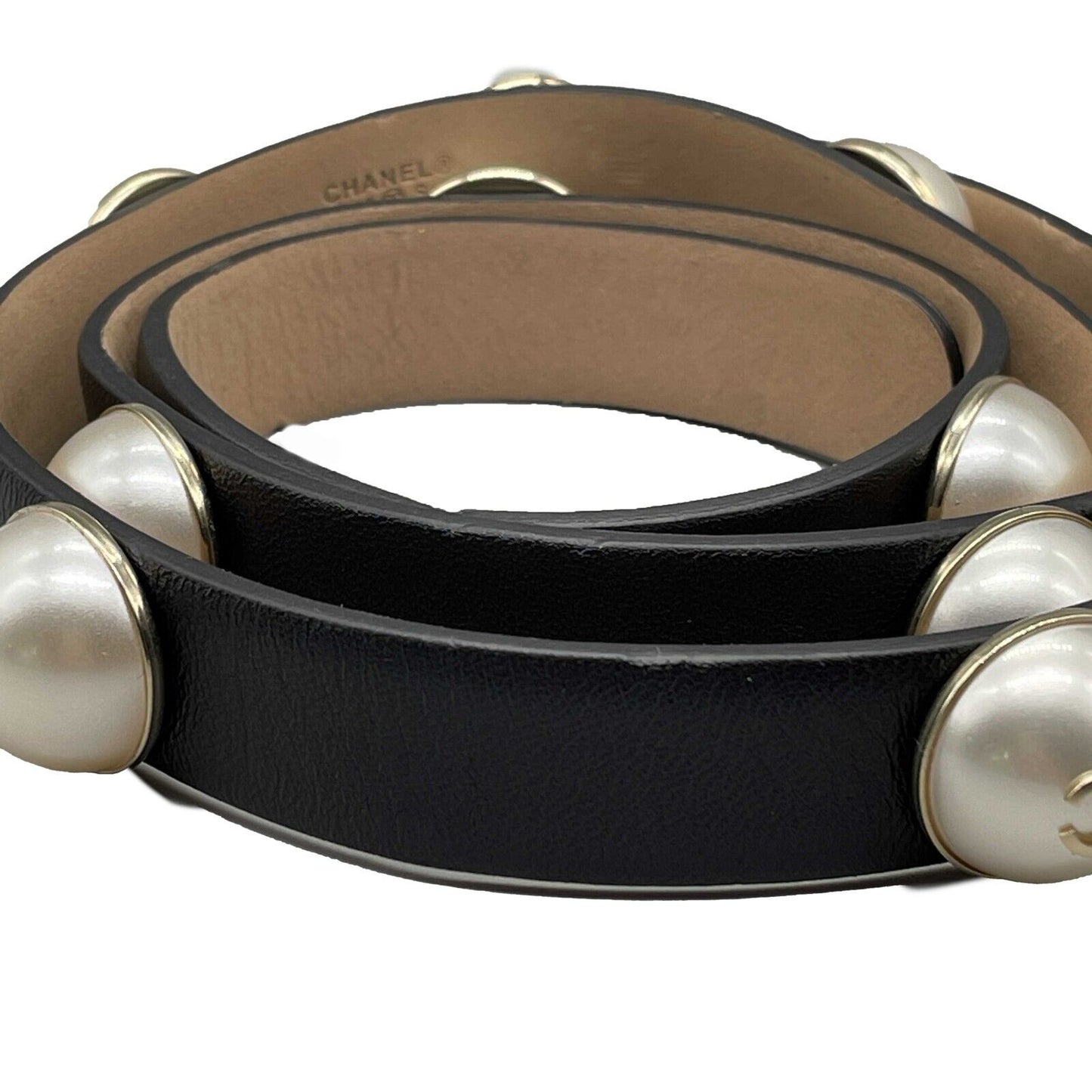 CHANEL - B13 S Studded Faux CC Pearl Leather - 80/32 Belt