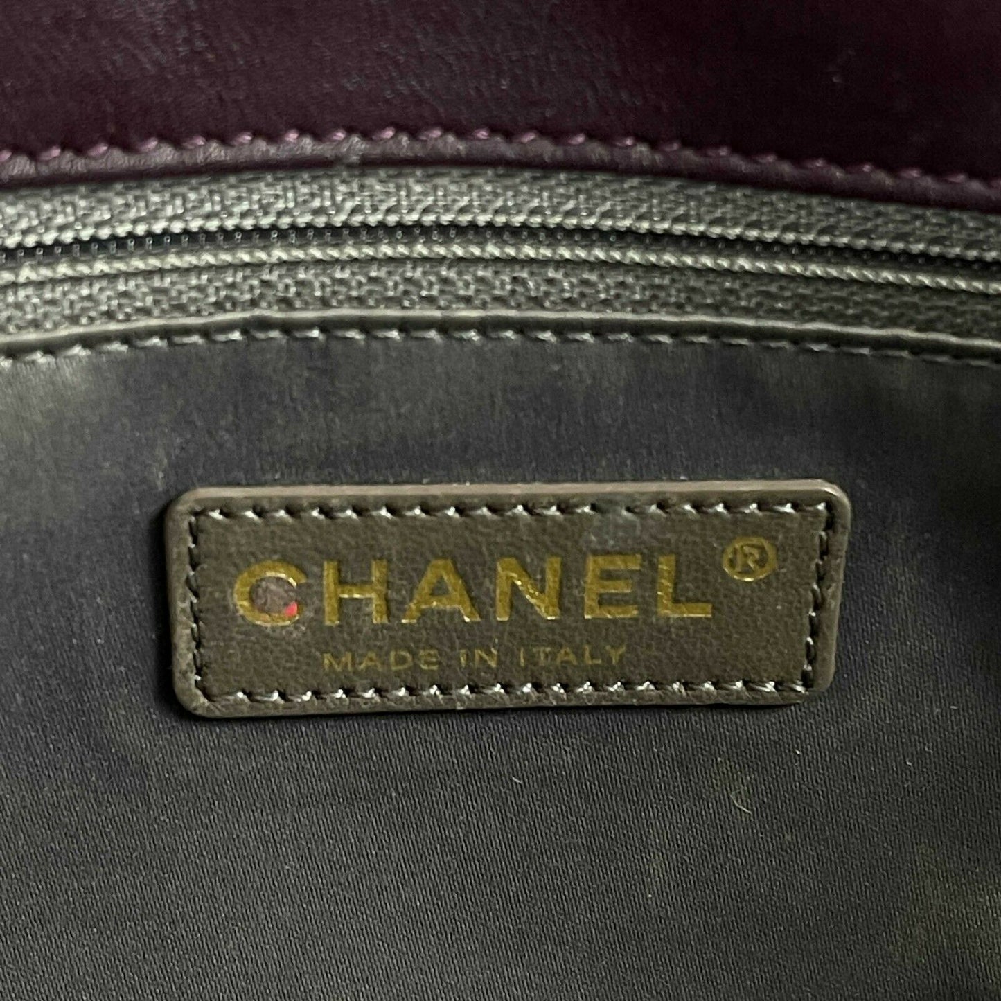 CHANEL - Stitched Leather Burgundy Large Flap CC - Crossbody / Shoulder Bag