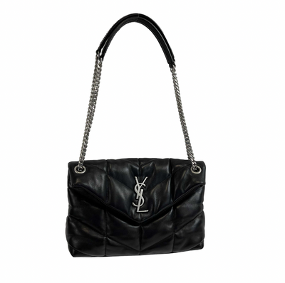 Saint Laurent - Excellent - Loulou Puffer Small - Black / Silver Shoulder Bag