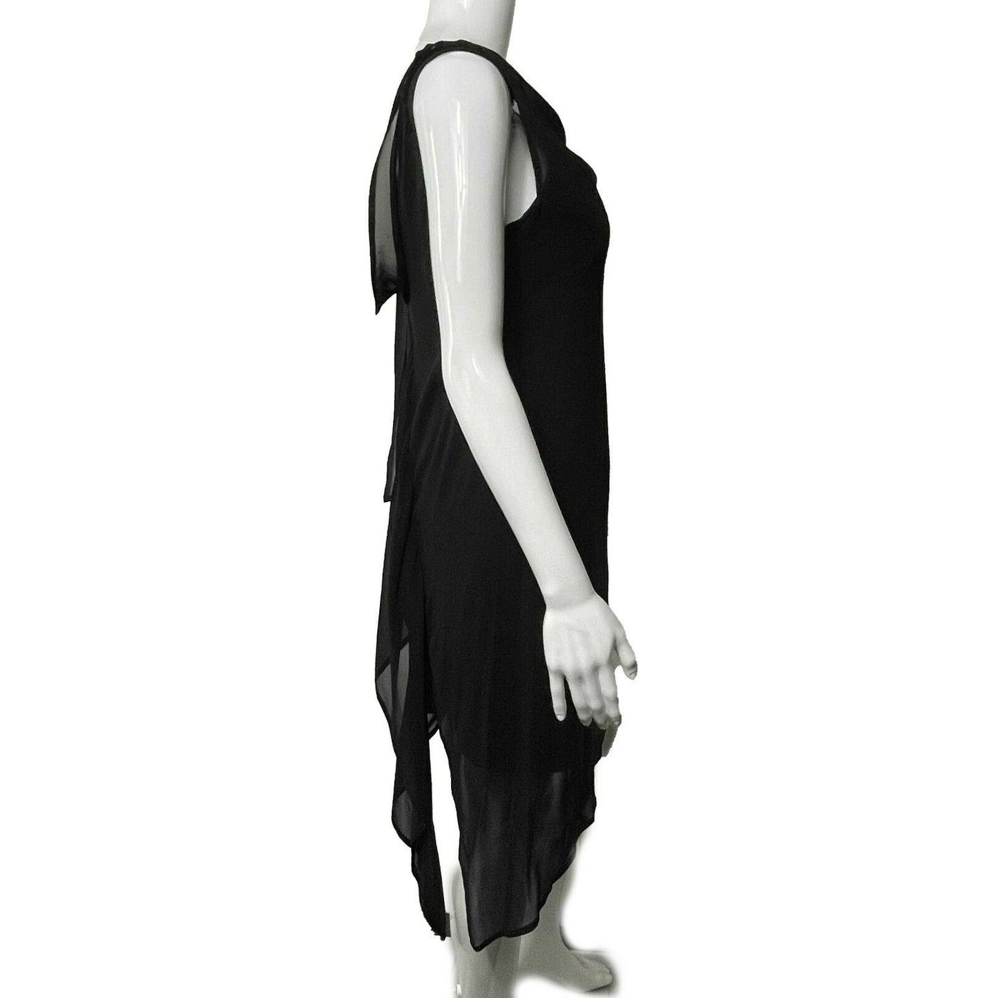 Ann Demeulemeester - Black Sheer Asymmetrical Dress - One Size