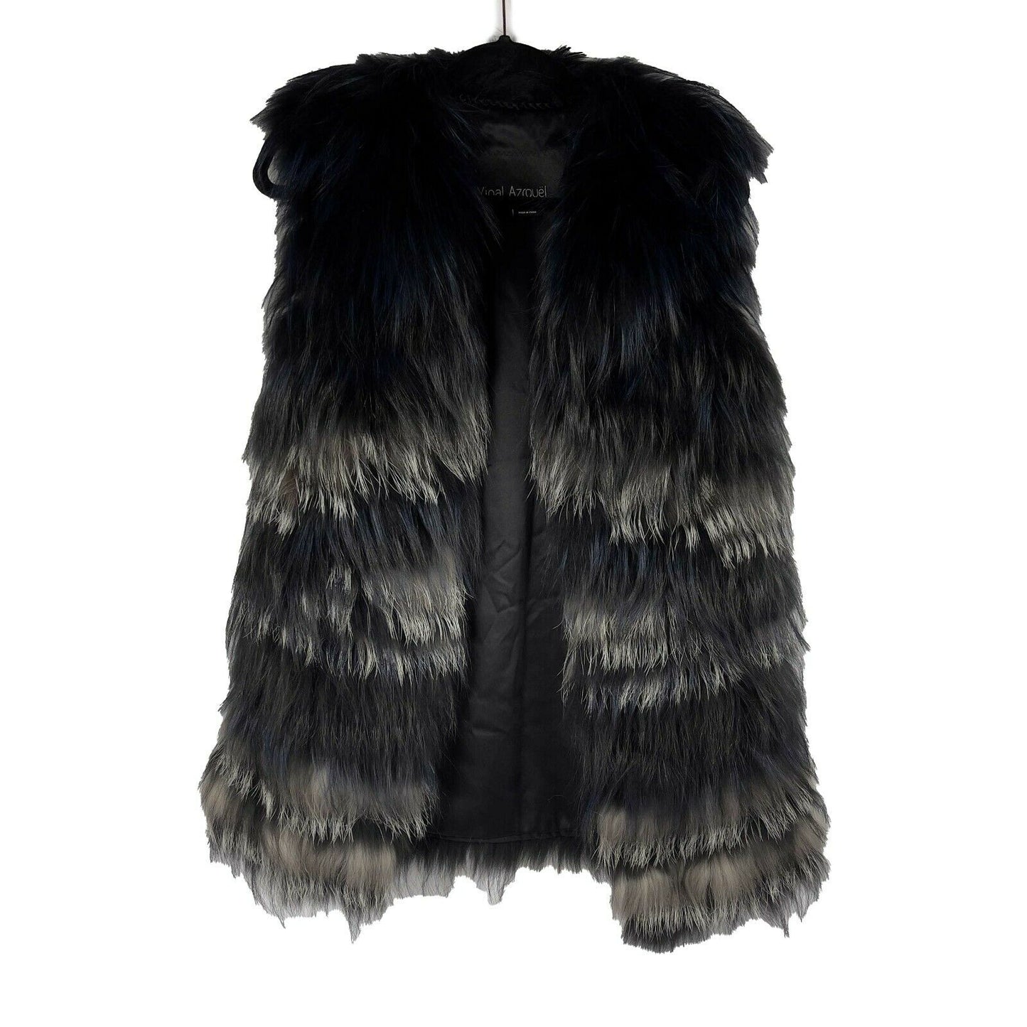 Yigal Azrouël - Silver Fox Dyed Sleeveless Jacket - Black, Grey, White - XS