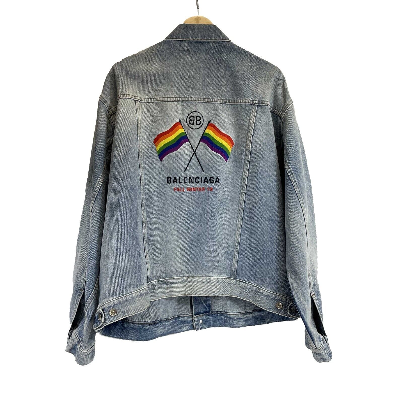 Balenciaga rainbow denim jacket online