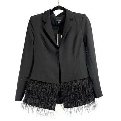 Lucy Paris - New w/ Tags - Feather Trim Blazer - Black - Small - Jacket