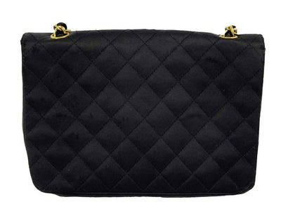 CHANEL -1980's Vintage Gripoix Satin Bag - Black, Gold-Tone Crossbody